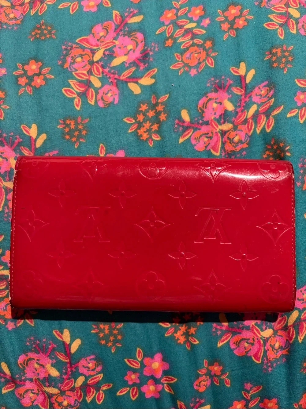 Louis Vuitton Red Vernis Embossed Long Wallet